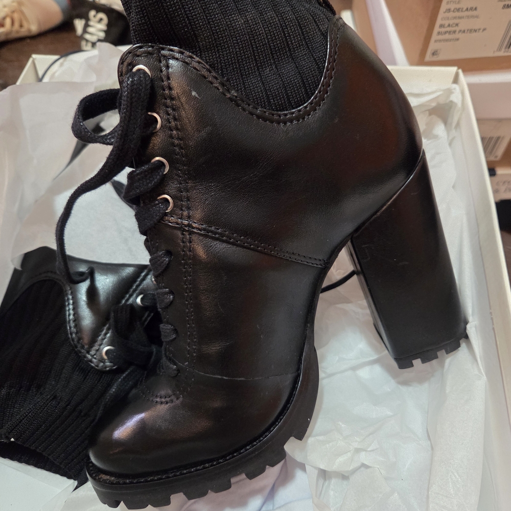 Schultz Black Lace-Up Ankle Booties